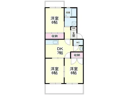 ウィンディホクエンI(3DK/2階)の間取り写真