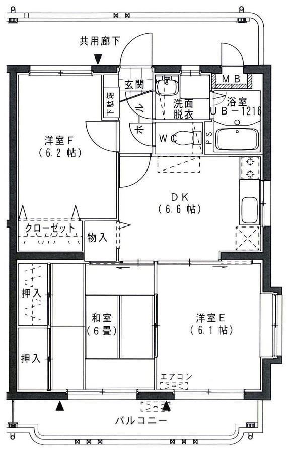 サニーコート(3DK/1階)の間取り写真