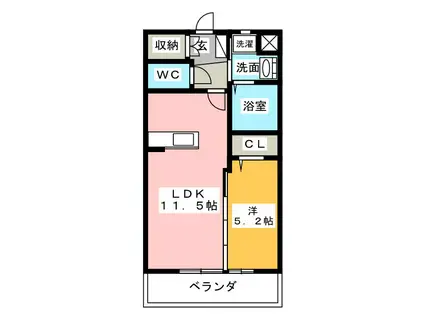 メゾン・リヴェール(1LDK/5階)の間取り写真