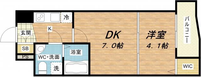 ミュプレ北浜イースト(1DK/13階)の間取り写真