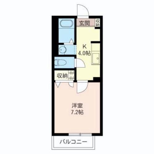 ハピネス中青木(1K/2階)の間取り写真