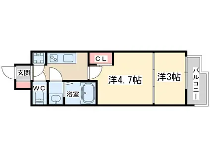 セレニテ東梅田アリエ(2K/11階)の間取り写真