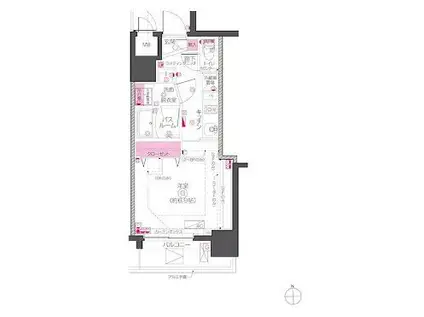 ZOOM東神田(1K/8階)の間取り写真