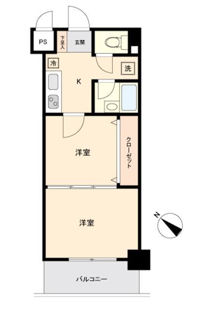 リビングステージ東仙台(2K/4階)の間取り写真