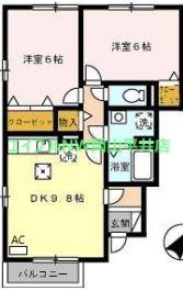 インペリアルA棟(2LDK/1階)の間取り写真