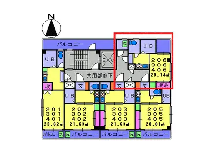 ウイングタカオ(ワンルーム/4階)の間取り写真