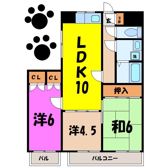 シティハイム田町(3LDK/4階)の間取り写真