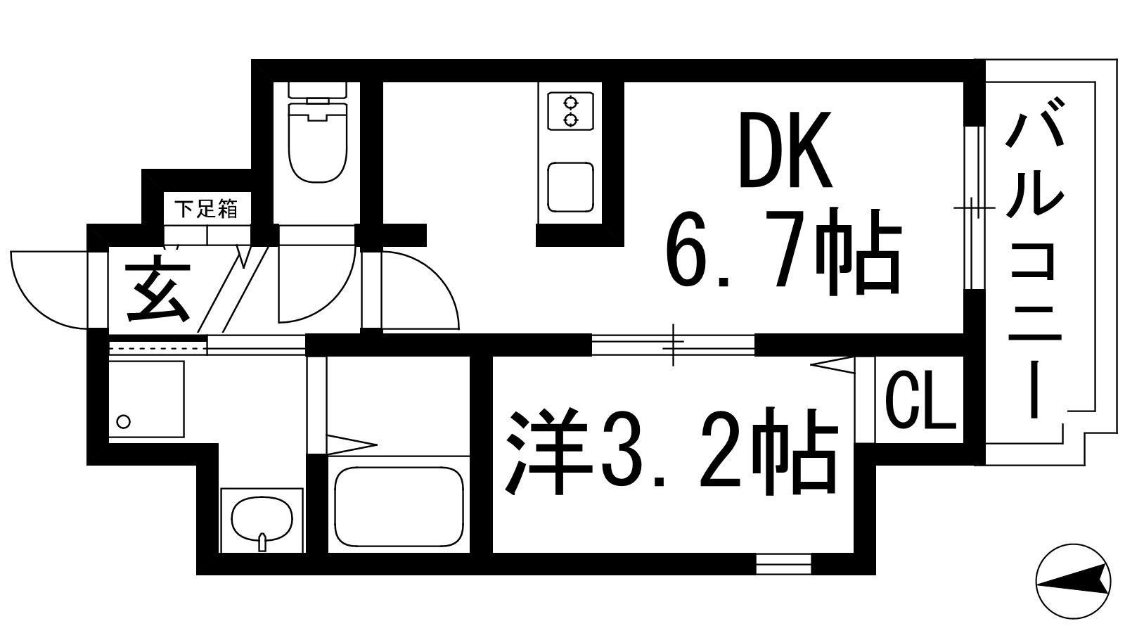ONLYONEキセラタウンⅡ(1DK/7階)の間取り写真