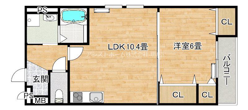 フジパレス榎元町(1LDK/1階)の間取り写真