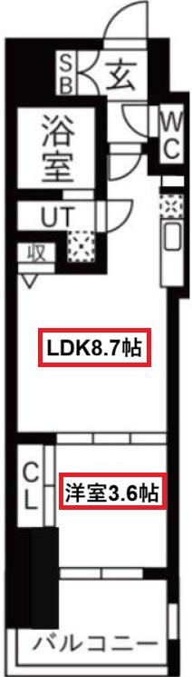 ミラージュパレス本町DEPART(1LDK/3階)の間取り写真