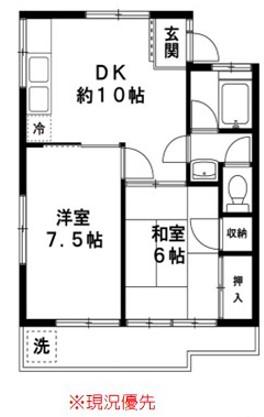 レスポワール調布(2DK/2階)の間取り写真