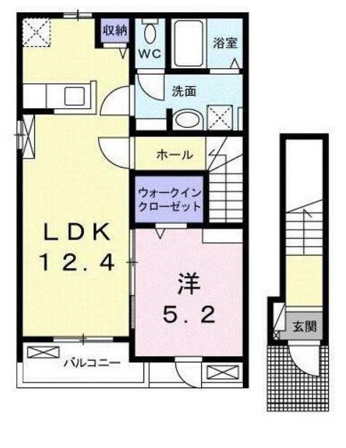 エレガント ブリーゼ(1LDK/2階)の間取り写真