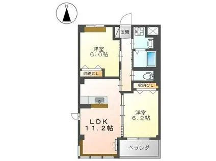 KAMISAKURA(2LDK/3階)の間取り写真
