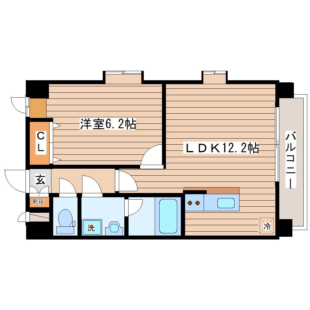 しゃとれ西中田(1LDK/2階)の間取り写真