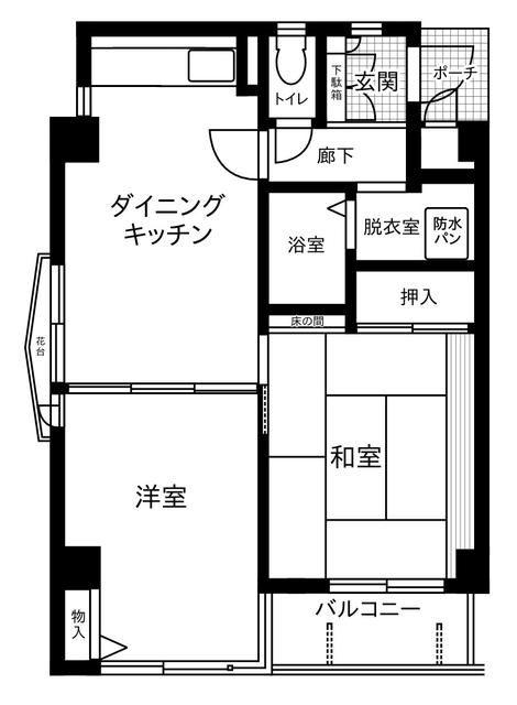 グリーンサイド(2DK/3階)の間取り写真