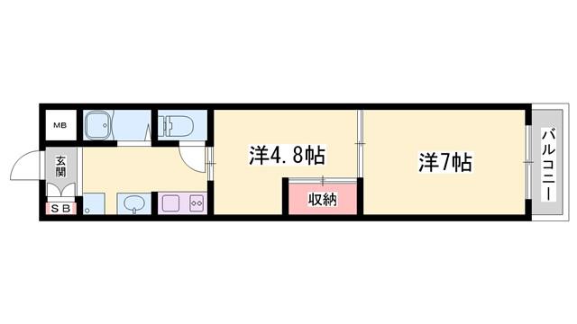 宮西パレス 壱号館(2K/2階)の間取り写真