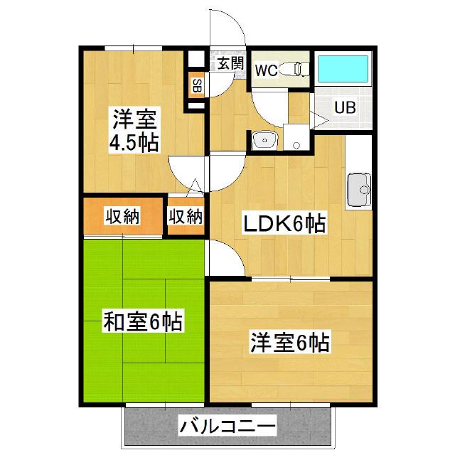 サンビレッジHIRABAYASHI(3DK/1階)の間取り写真