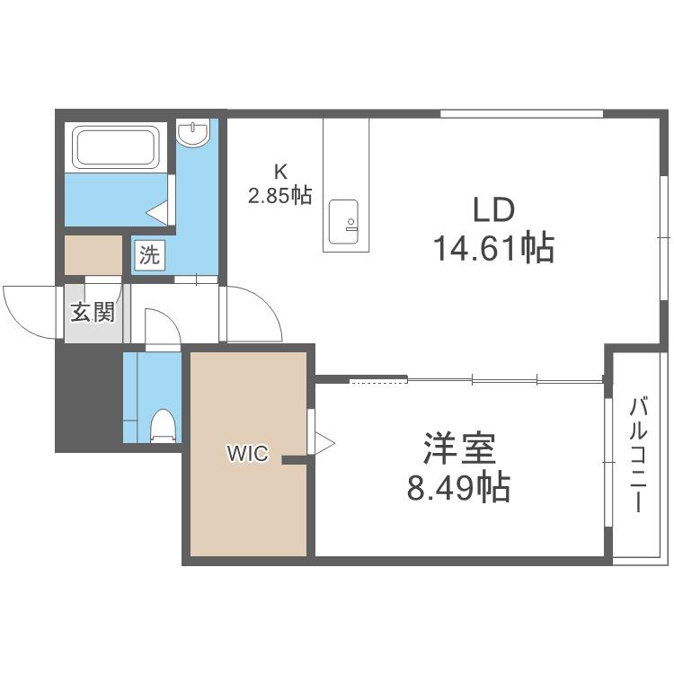EFFECT南14条(1LDK/4階)の間取り写真