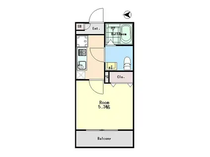 REI LUMINA FUNABASHI(1K/3階)の間取り写真