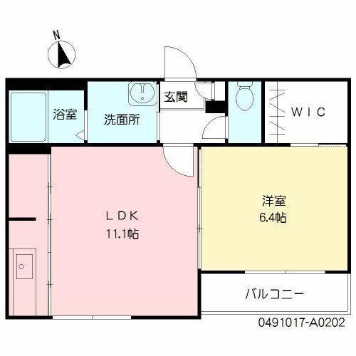 カーサ森 壱番館(1LDK/2階)の間取り写真