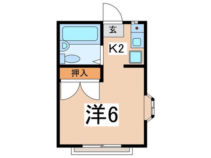 カナコーハイツB(1K/2階)の間取り写真