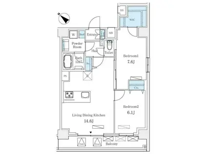 LUMICITY月島(2LDK/4階)の間取り写真