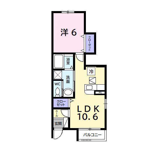 グリーン コートC(1LDK/1階)の間取り写真