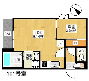GRANDTIC 麦野 PARK SIDE(1LDK/1階)の間取り写真