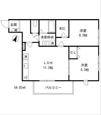 TERRITORIAL(2LDK/1階)の間取り写真