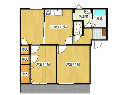 フレグランス渡村(3DK/1階)の間取り写真