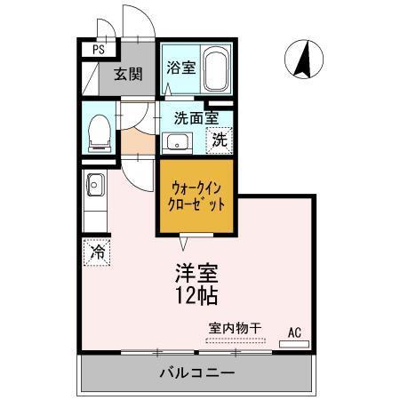シャルルI棟(ワンルーム/2階)の間取り写真