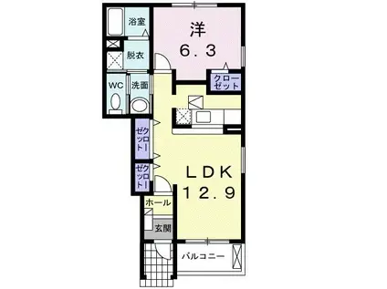 ソレイユTB(1LDK/1階)の間取り写真