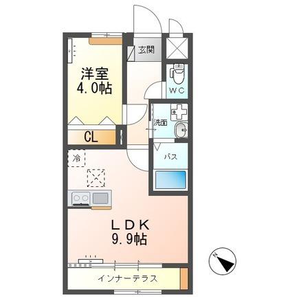 グラティテュード・K(1LDK/1階)の間取り写真