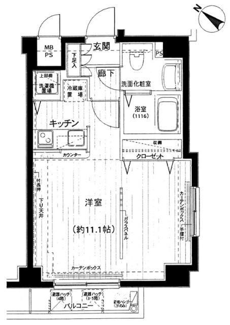 メインステージときわ台(ワンルーム/4階)の間取り写真