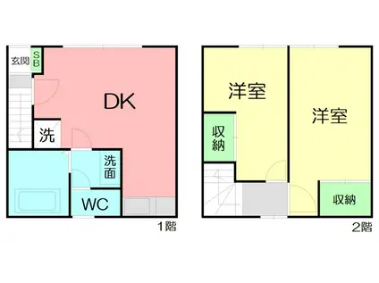 ハイツ市川(2DK/1階)の間取り写真