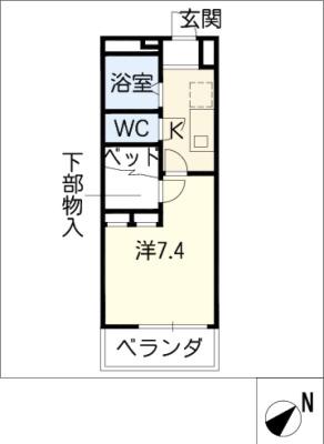 レオパレス道明町(1K/1階)の間取り写真