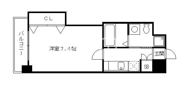 HF四条河原町レジデンス(1K/4階)の間取り写真