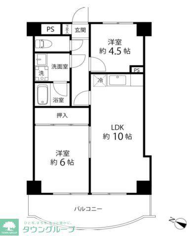 クオーレプロバンス篠崎(2LDK/7階)の間取り写真