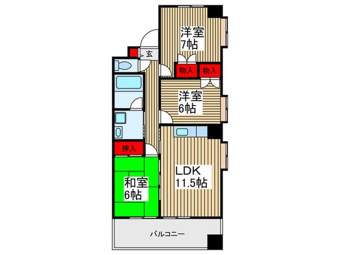 ウェーヴ21(3LDK/4階)の間取り写真