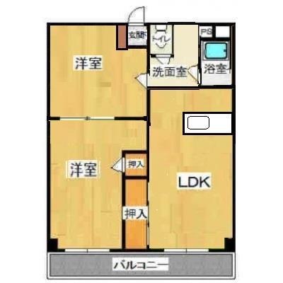 サクラヤビル(2LDK/3階)の間取り写真