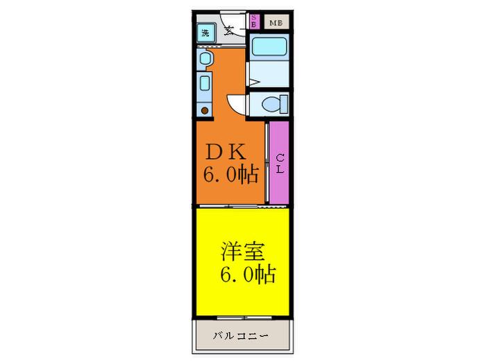 コンフォート高城(1DK/2階)の間取り写真