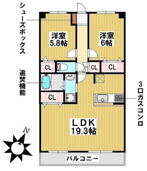 ルミエール(2LDK/1階)の間取り写真