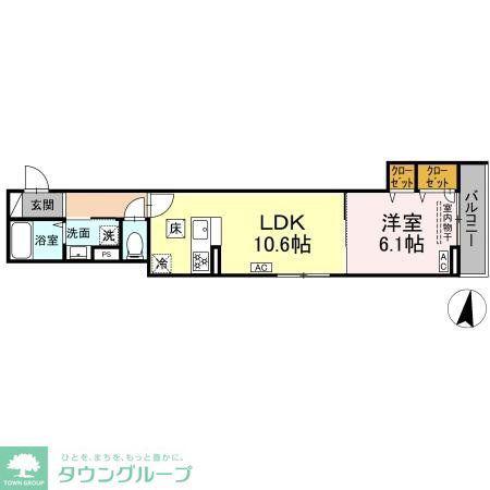 セレスティア向山(1LDK/1階)の間取り写真
