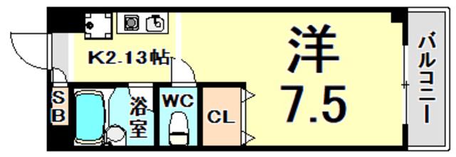 フロレセール南塚口(ワンルーム/2階)の間取り写真