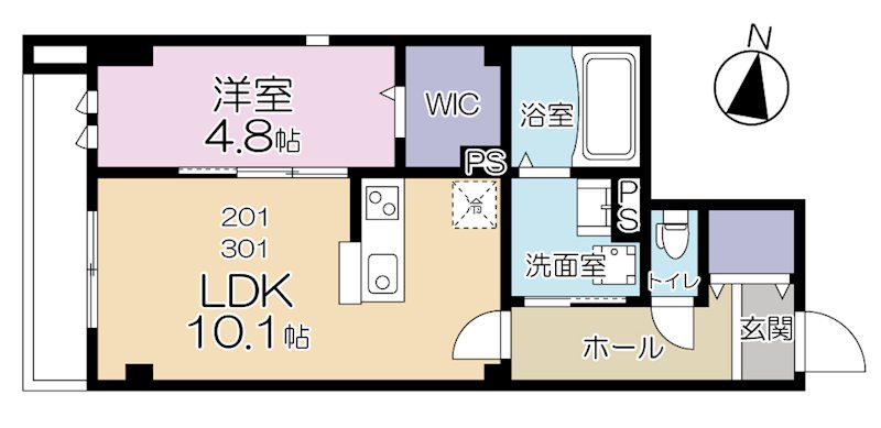 RAFFINE陣屋(1LDK/2階)の間取り写真