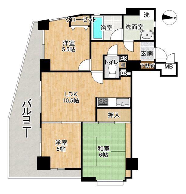 ライオンズマンション千葉東(3LDK/11階)の間取り写真