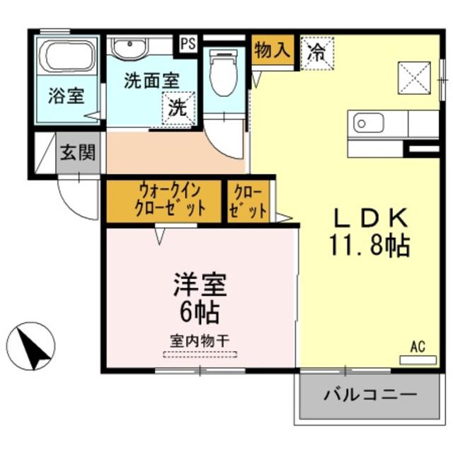 ノーブル連島(1LDK/1階)の間取り写真
