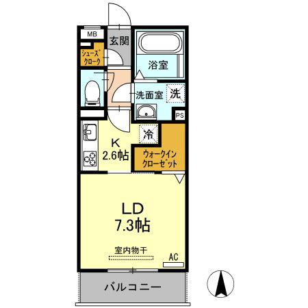 D-ROOM岩塚(1K/3階)の間取り写真
