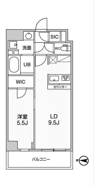 ALTERNA菊川II(1LDK/7階)の間取り写真