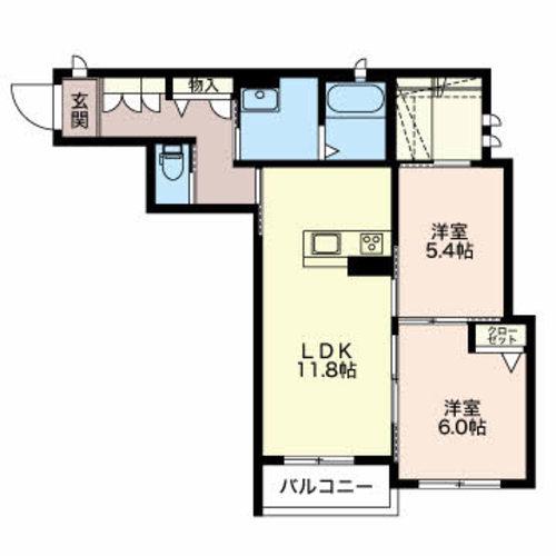 キアラ・アイ(2LDK/1階)の間取り写真